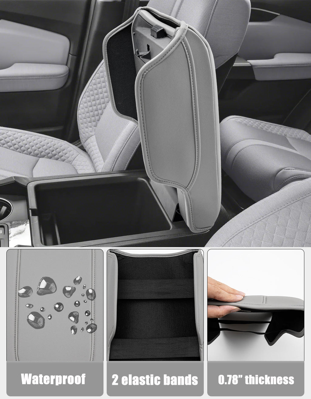 Center Console Armrest Cover for Honda Pilot 2023-2026, Honda Ridgeline 2024-2025, Honda Passport 2024-2026，Middle Console Lid Protector with Side Pockets