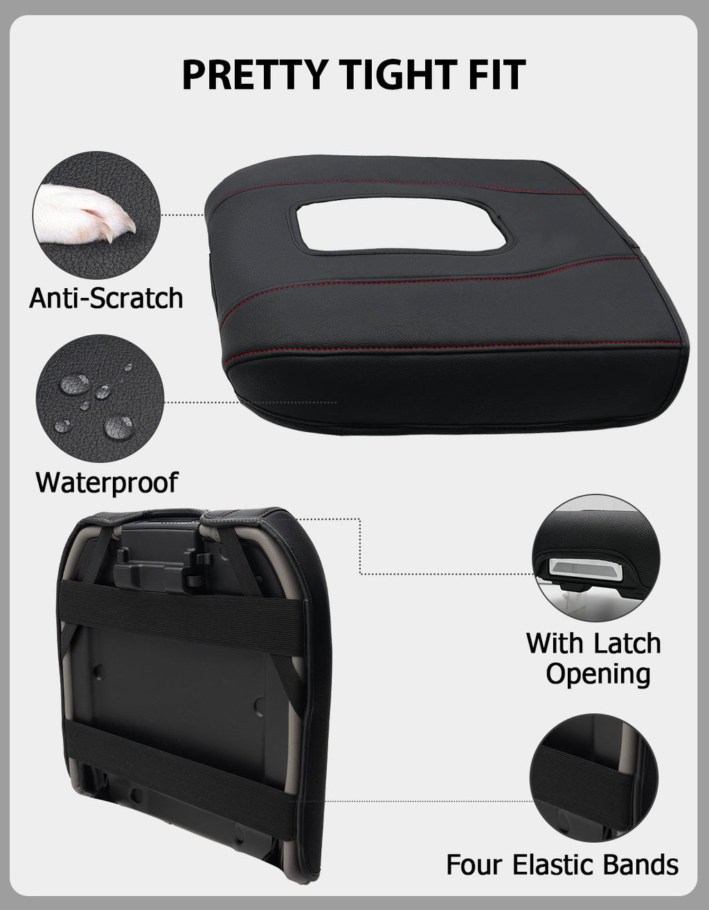 Thin Version Center Console Cushion Cover for Bucket Seat 2019-2026 GMC Sierra 1500 2500 3500,2019-2026 Chevy Silverado 1500 2500 3500, 2021-2026 Tahoe/Suburban/Yukon