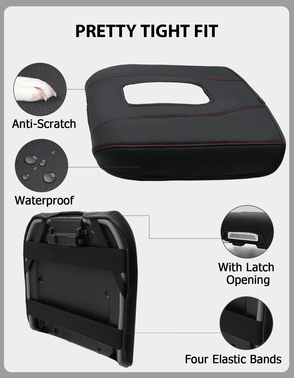 Thin Version Center Console Cushion Cover for Bucket Seat 2019-2026 GMC Sierra 1500 2500 3500,2019-2026 Chevy Silverado 1500 2500 3500, 2021-2026 Tahoe/Suburban/Yukon