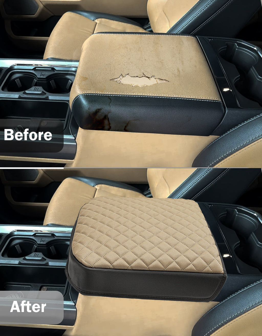 Center Console Cover Pad for Bucket Seat 2023-2026 Ford F250 F350 F450 F550 Super Duty