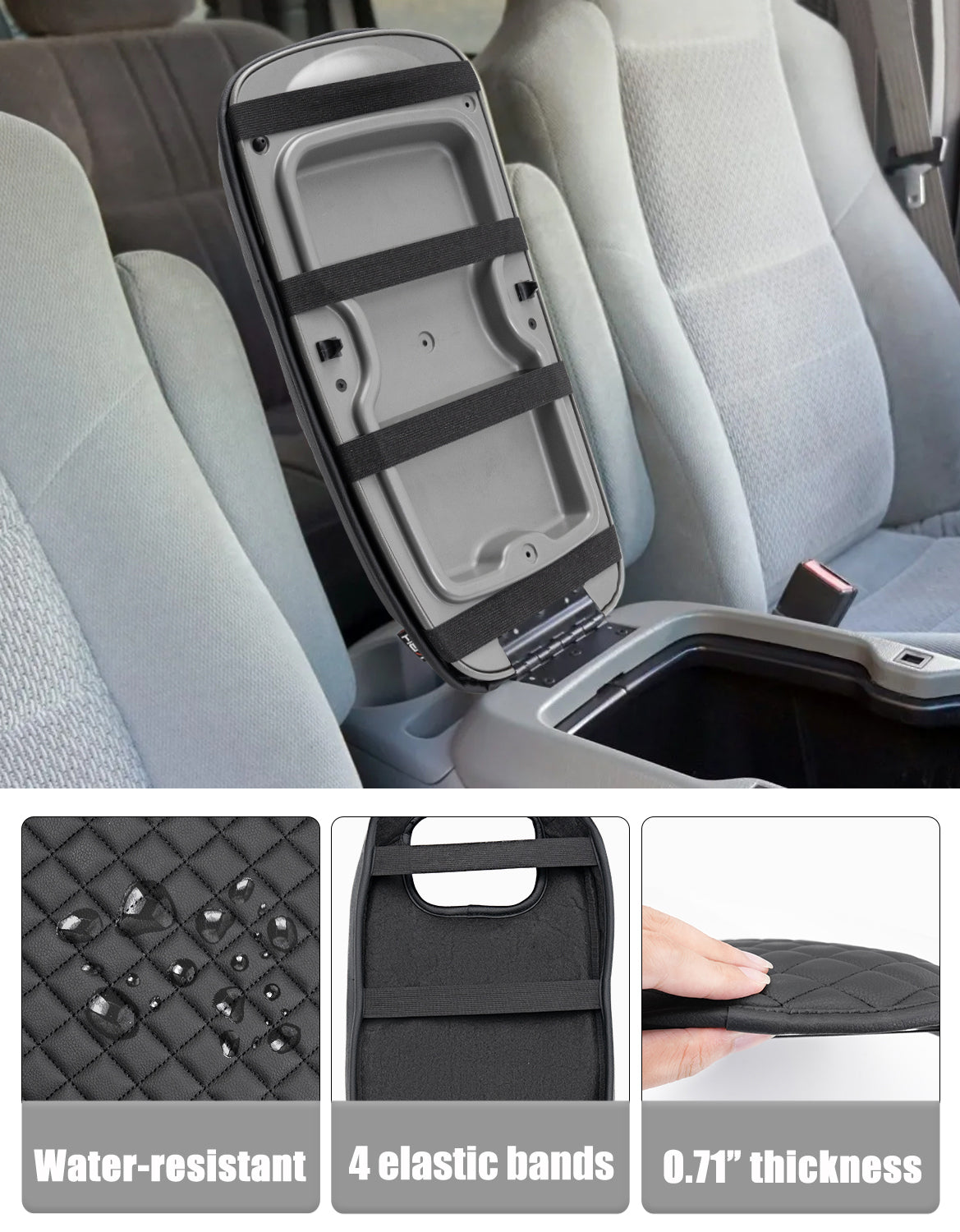 Center Console Armrest Cover for Bucket Seat 1999-2007 Ford F250 F350 F450 F550 Super Duty,2000-2008 Ford F650 Super Duty,1999-2007 Ford Excursion