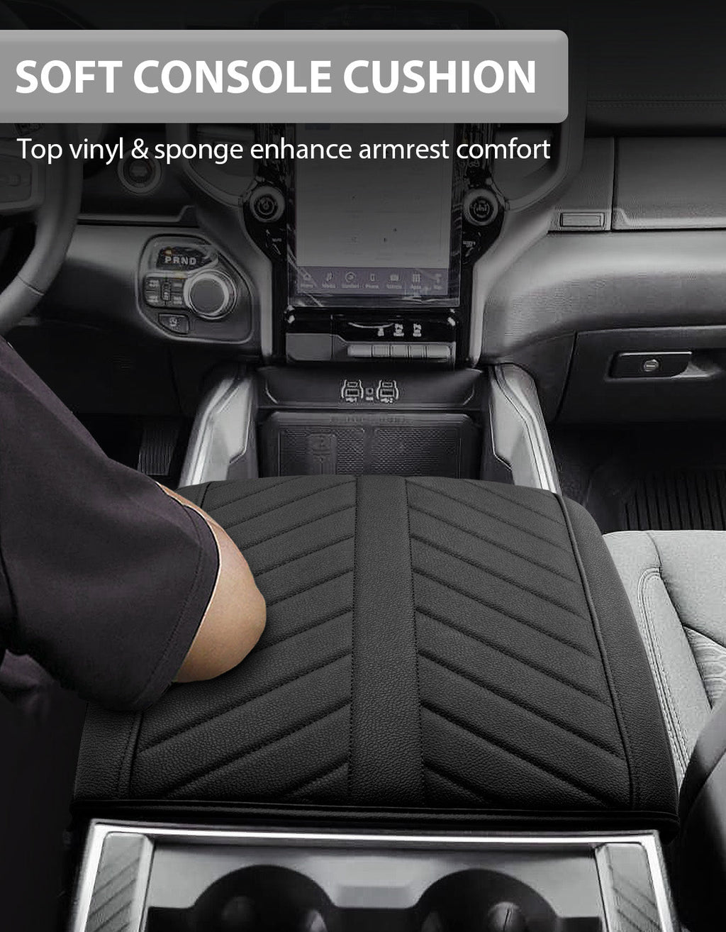 Center Console Armrest Cover Pad for Bucket Seat 2019-2026 Dodge Ram 1500 2500 3500