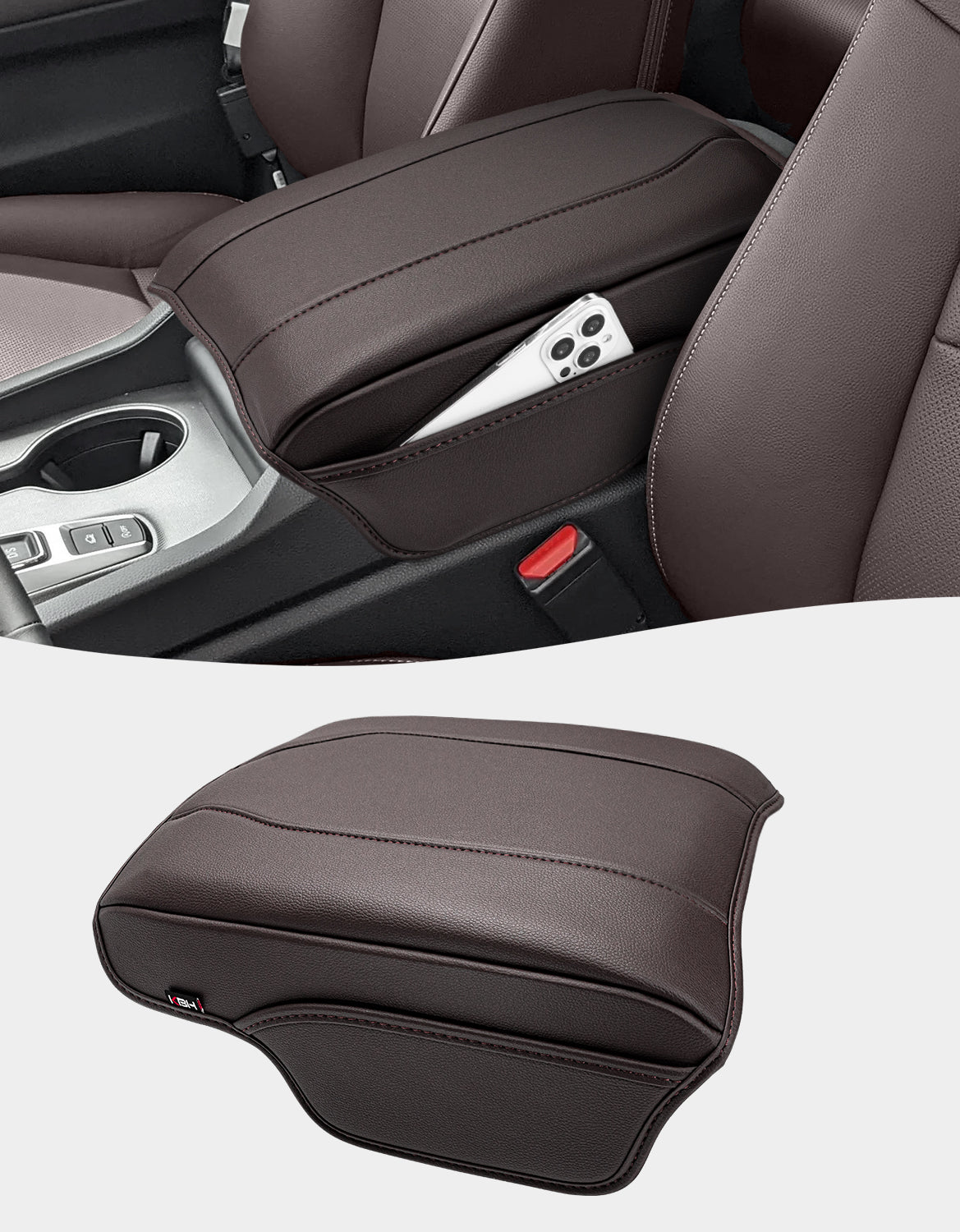 Center Console Armrest Cover for Honda Pilot 2023-2026, Honda Ridgeline 2024-2025, Honda Passport 2024-2026，Middle Console Lid Protector with Side Pockets