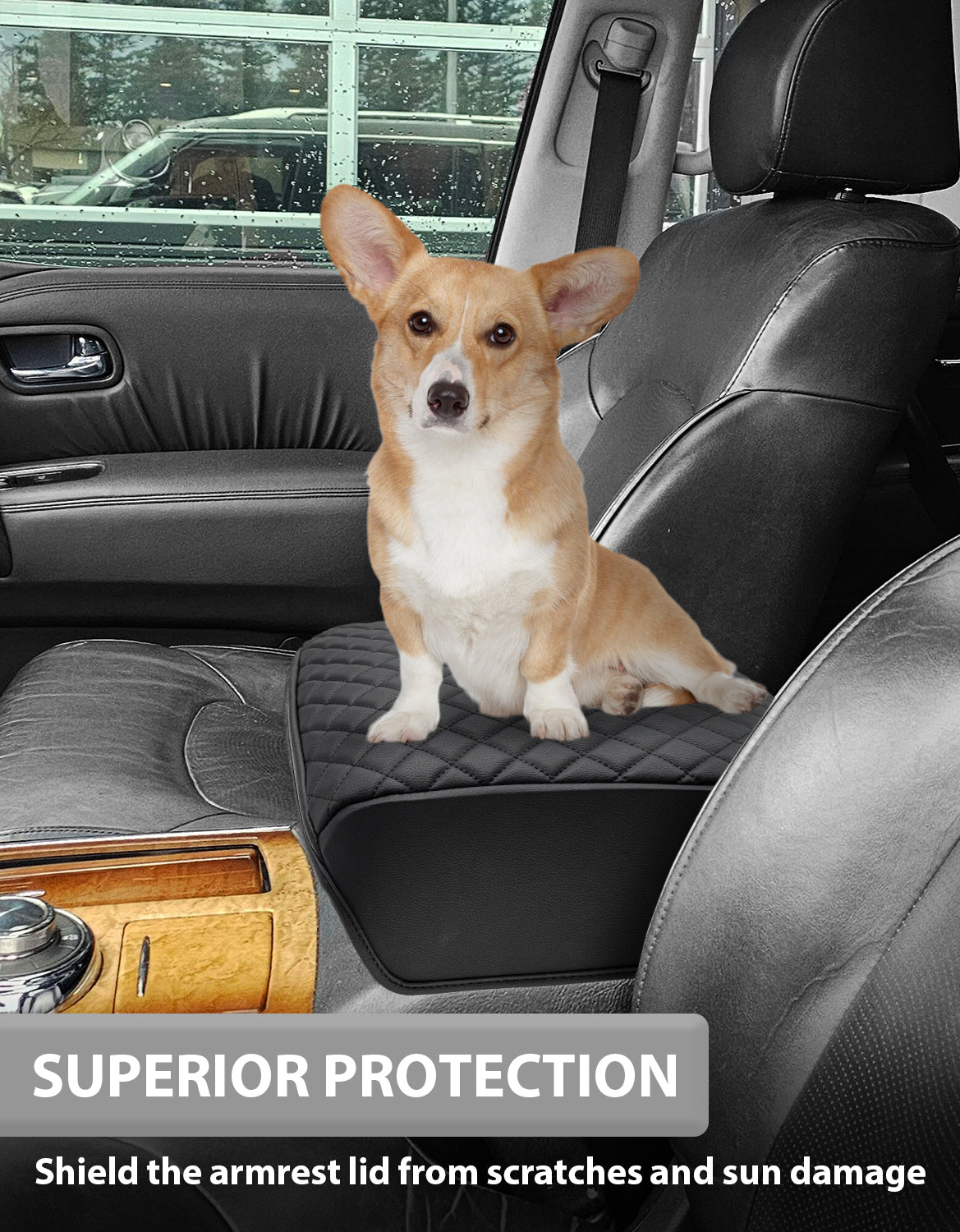 Center Console Armrest Cover Pad Protector for Infiniti QX56 2011-2017, Infiniti QX80 2011-2017