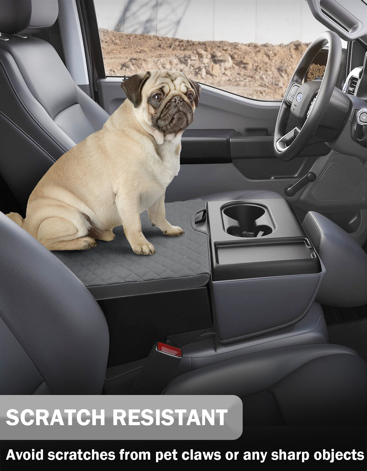 Center Console Armrest PU Leather Cover for Jump Seat 2015-2025 Ford F150 , 2017-2025 Ford F250 F350 F450 F550 Super Duty