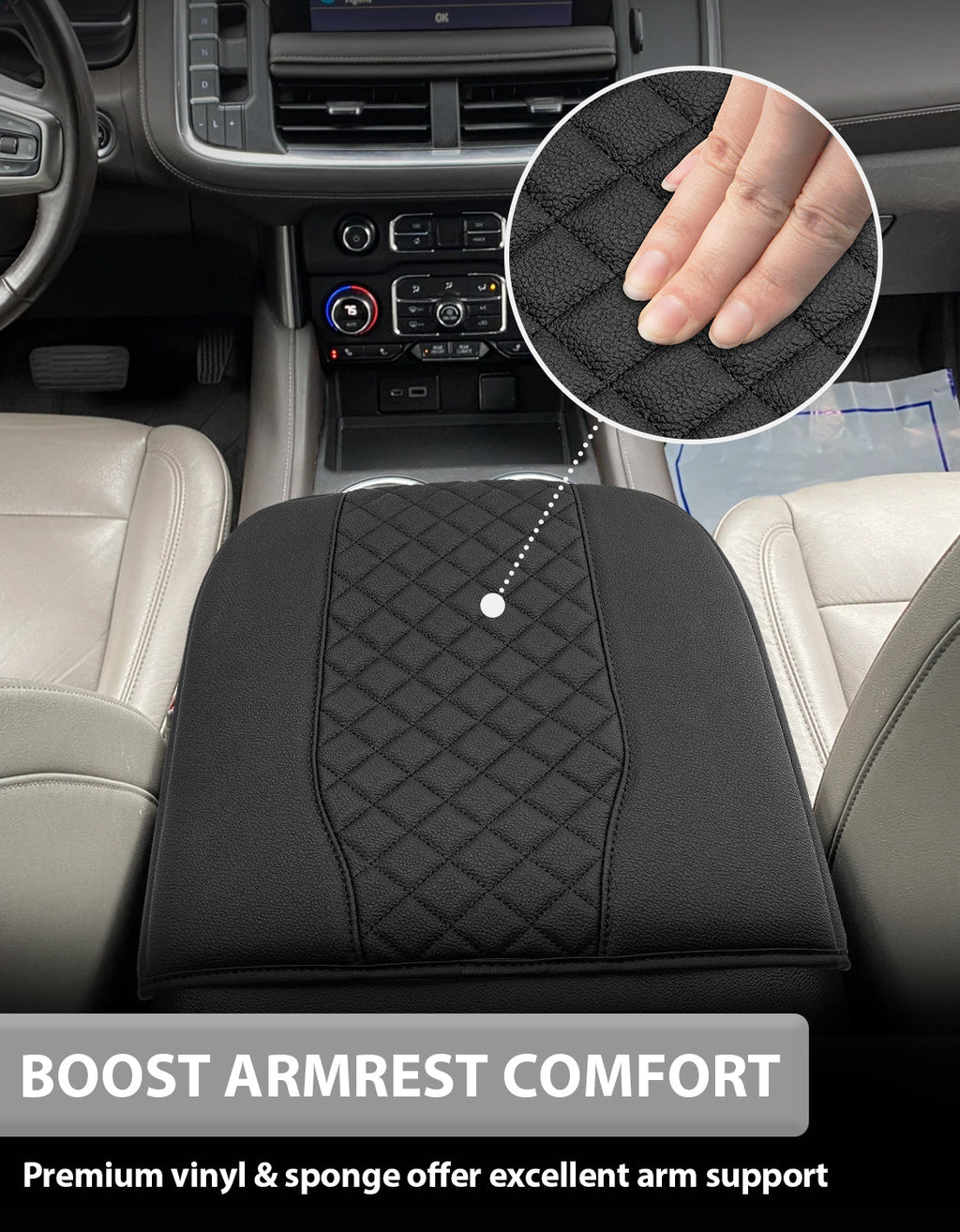 Thick Version Center Console Cushion Cover for  Bucket Seat 2019-2026 GMC Sierra 1500 2500 3500,2019-2026 Chevy Silverado 1500 2500 3500, 2021-2026 Tahoe/Suburban/Yukon