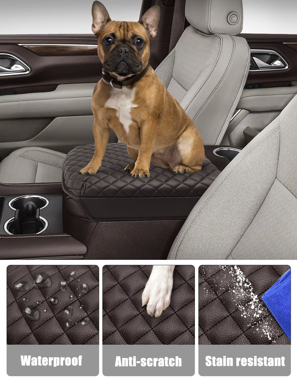 Center Console Armrest Cover Pad for Bucket Seat 2019-2026 Chevy Silverado 1500 2500 3500,2019-2026 GMC Sierra 1500 2500 3500,2021-2026 Tahoe/Suburban/Yukon