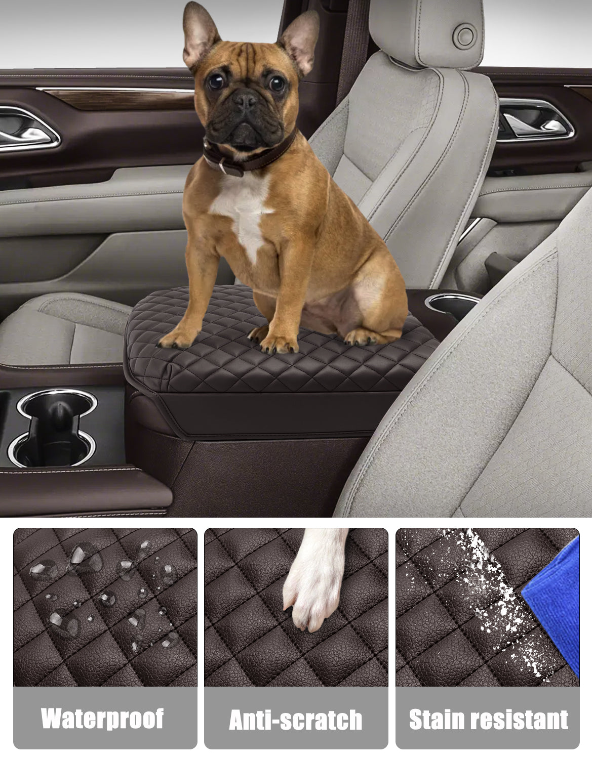 Center Console Armrest Cover Pad for Bucket Seat 2019-2026 Chevy Silverado 1500 2500 3500,2019-2026 GMC Sierra 1500 2500 3500,2021-2026 Tahoe/Suburban/Yukon