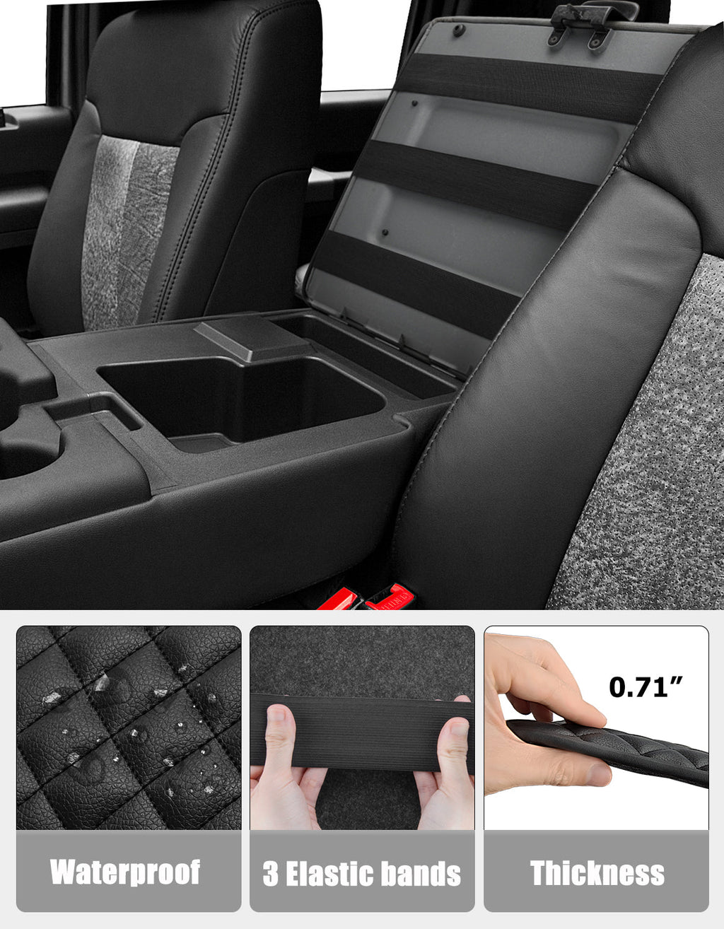 Center Console Armrest Cover Pad for Jump Seat 2011-2016 Ford F250 F350 F450 Super Duty