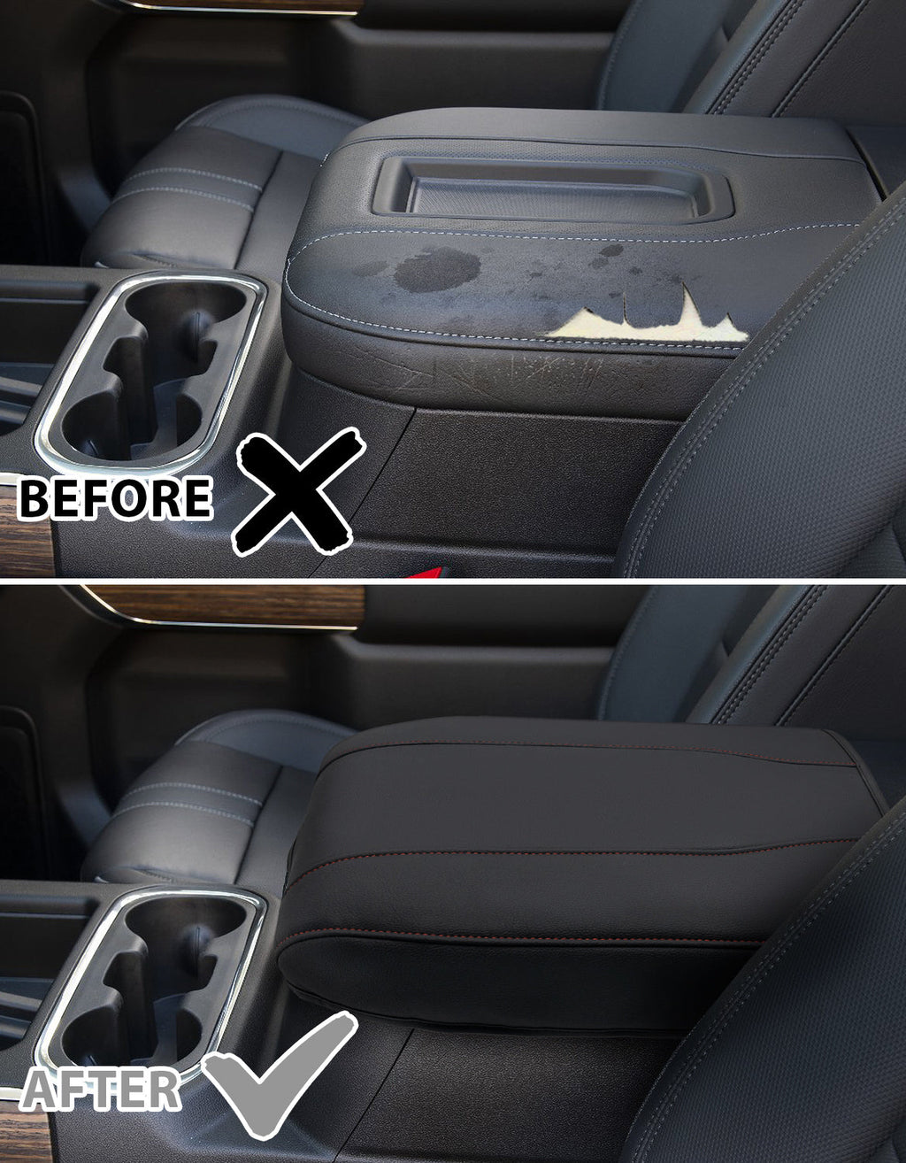 Thin Version Center Console Armrest Cover for Bucket Seat 2019-2026 Chevy Silverado 1500 2500 3500,2019-2026 GMC Sierra 1500 2500 3500,2021-2026 Tahoe/Suburban/Yukon