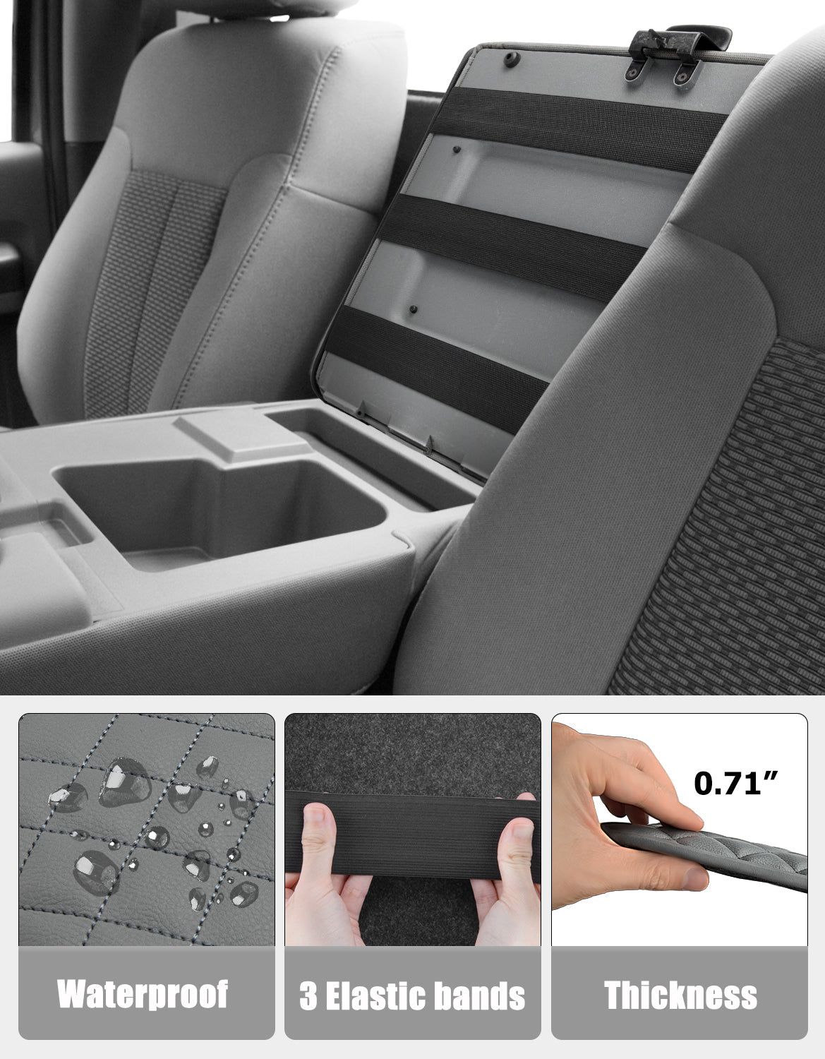 Center Console Armrest Cover Pad for Jump Seat 2011-2016 Ford F250 F350 F450 Super Duty