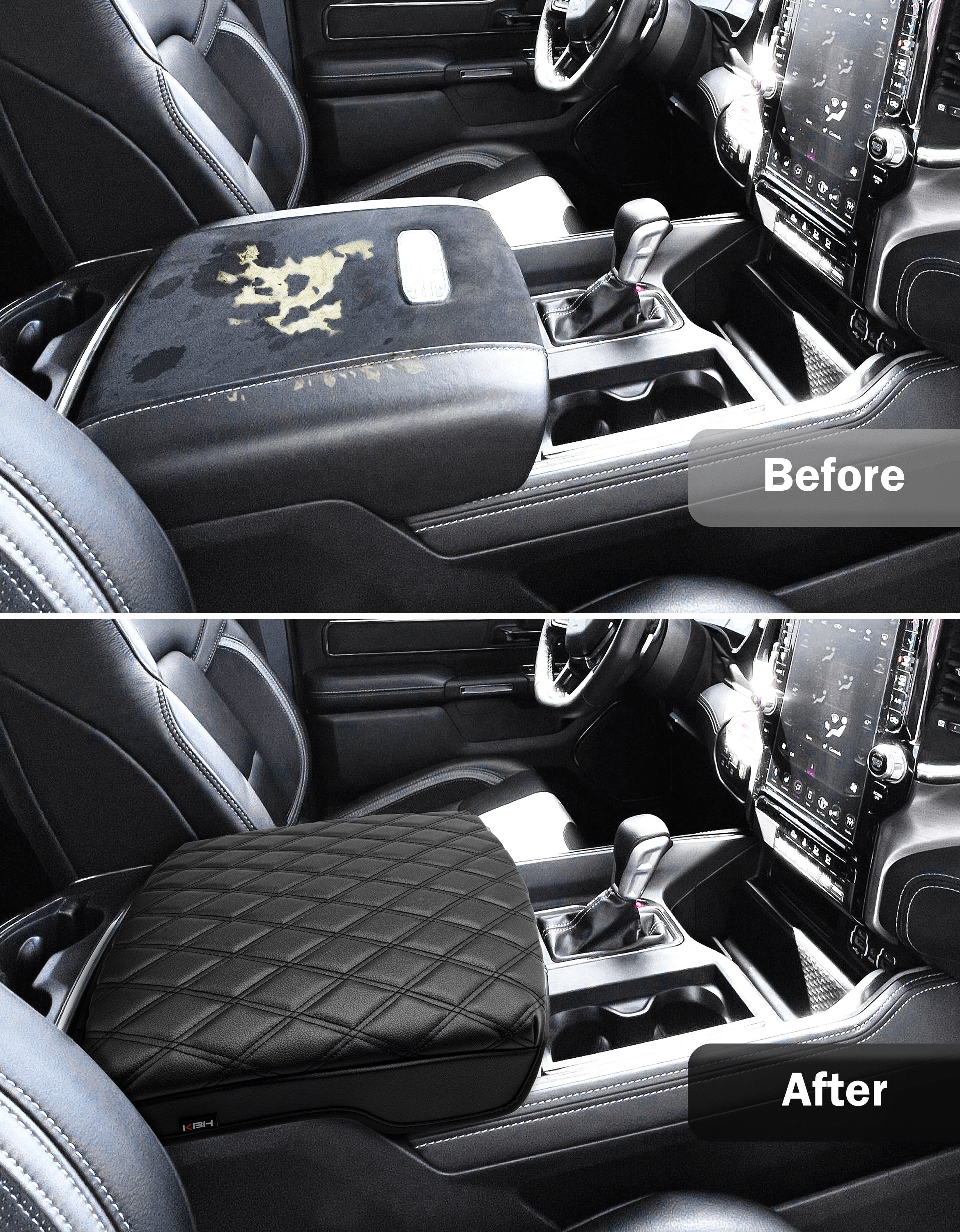 Center Console Armrest Cover Pad Cushion Protector for Bucket Seat 2019-2026 Dodge Ram 1500 2500 3500
