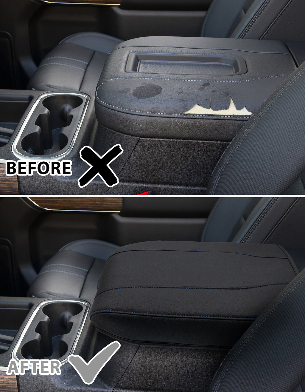 Thin Version Center Console Armrest Cover for Bucket Seat 2019-2026 Chevy Silverado 1500 2500 3500,2019-2026 GMC Sierra 1500 2500 3500,2021-2026 Tahoe/Suburban/Yukon