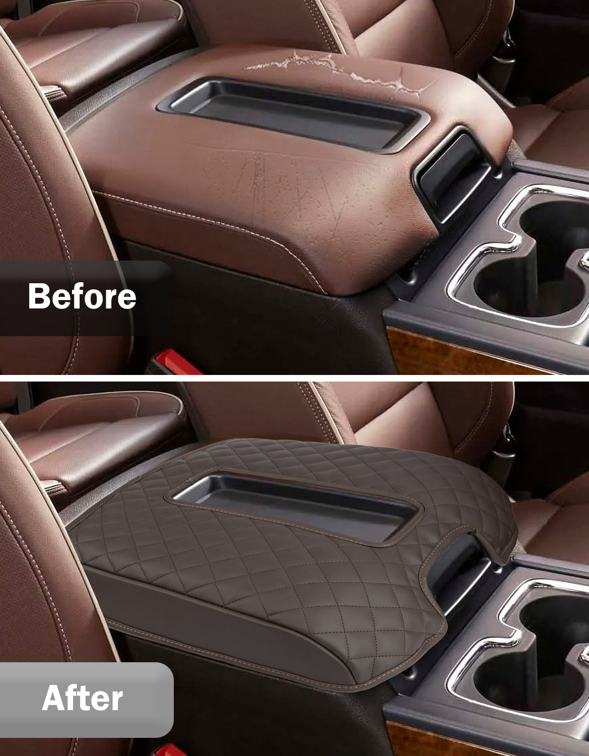 Center Console Armrest Cover Pad for Bucket Seat 2014-2018 Chevy Silverado 1500 2500 3500,2014-2018 GMC Sierra 1500 2500 3500,2015-2020 Tahoe/Yukon/Suburban