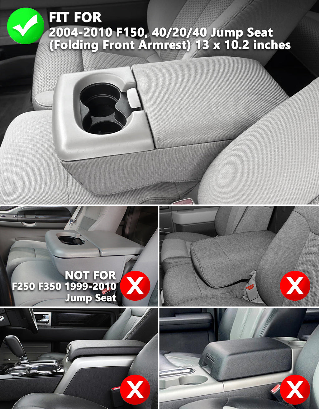 Center Console Armrest Cover Pad for Jump Seat 2004-2010 Ford F150