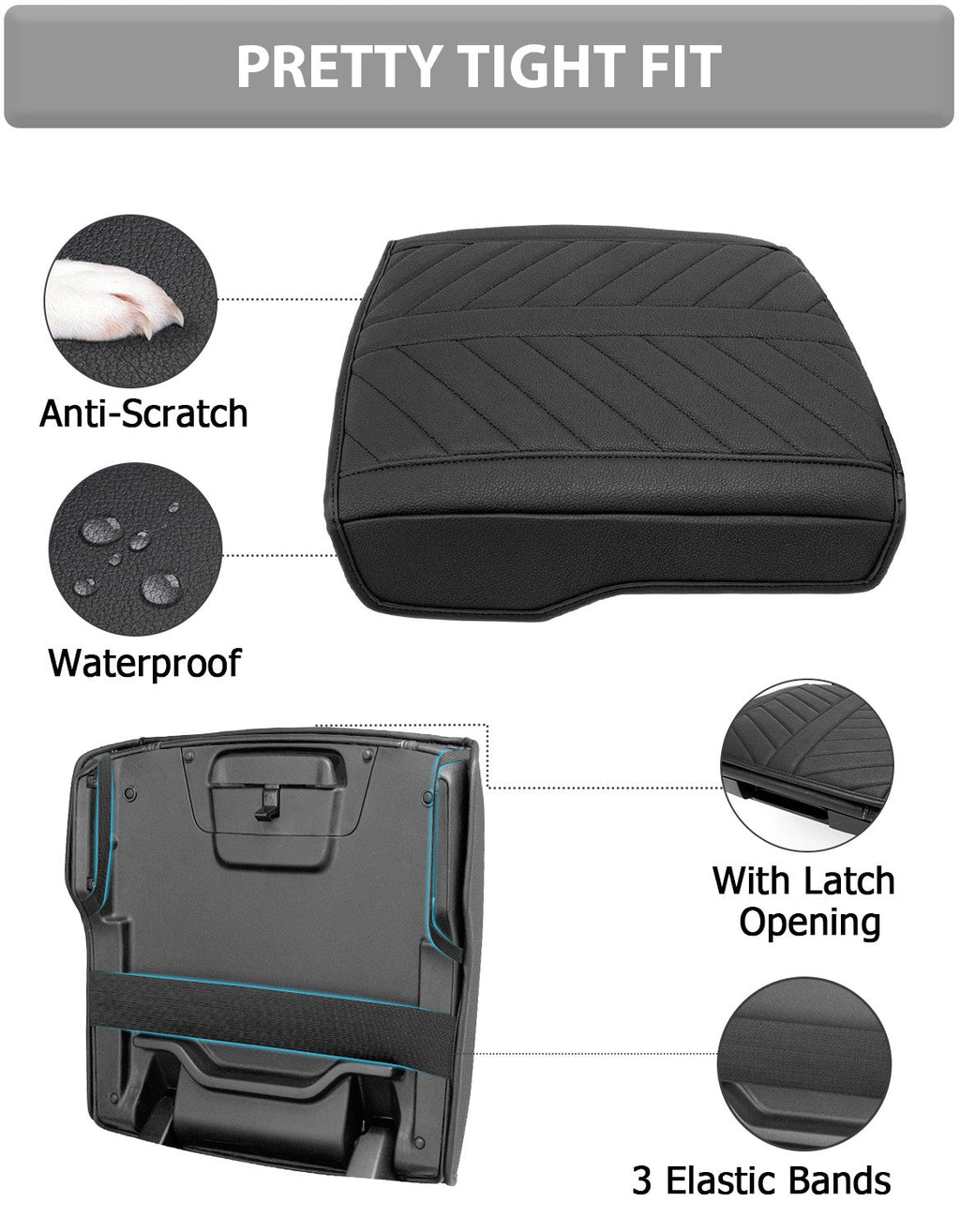 Center Console Armrest Cover Pad for Bucket Seat 2019-2026 Dodge Ram 1500 2500 3500