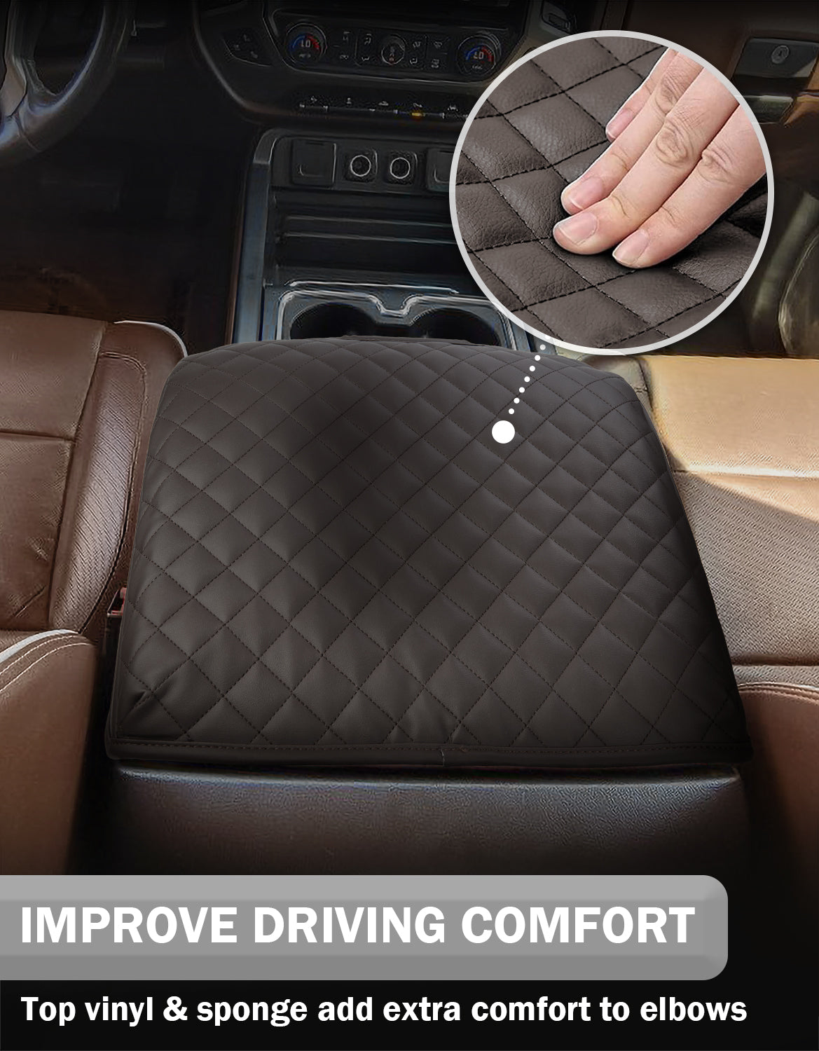 Center Console Armrest Cover for Bucket Seat 2014-2018 Chevy Silverado 1500/2500/3500,2014-2018 GMC Sierra 1500/2500/3500,2015-2020 Tahoe/Yukon/Suburban
