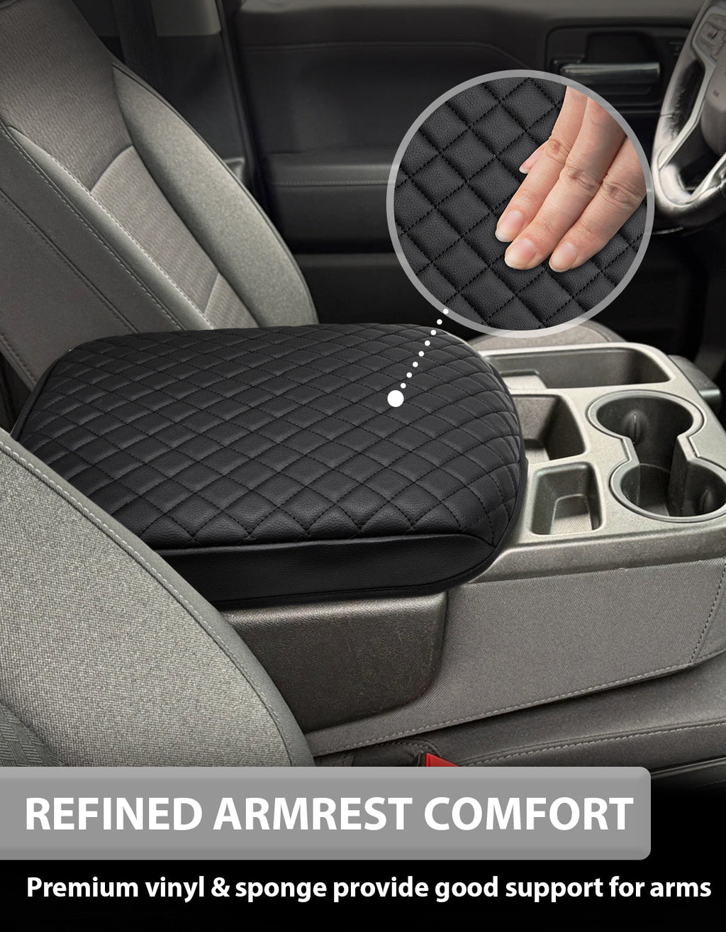 Center Console Armrest Cover Pad For Jump Seat 2019-2026 Chevy Silverado 1500 2500 3500,2019-2026 GMC Sierra 1500 2500 3500