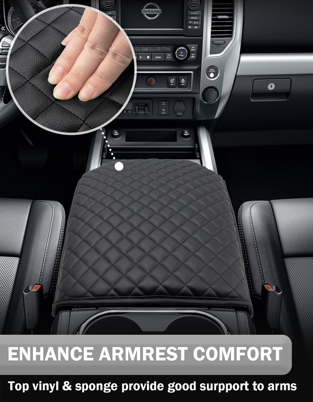 Center Console Armrest Cover for Nissan Titan 2016-2024