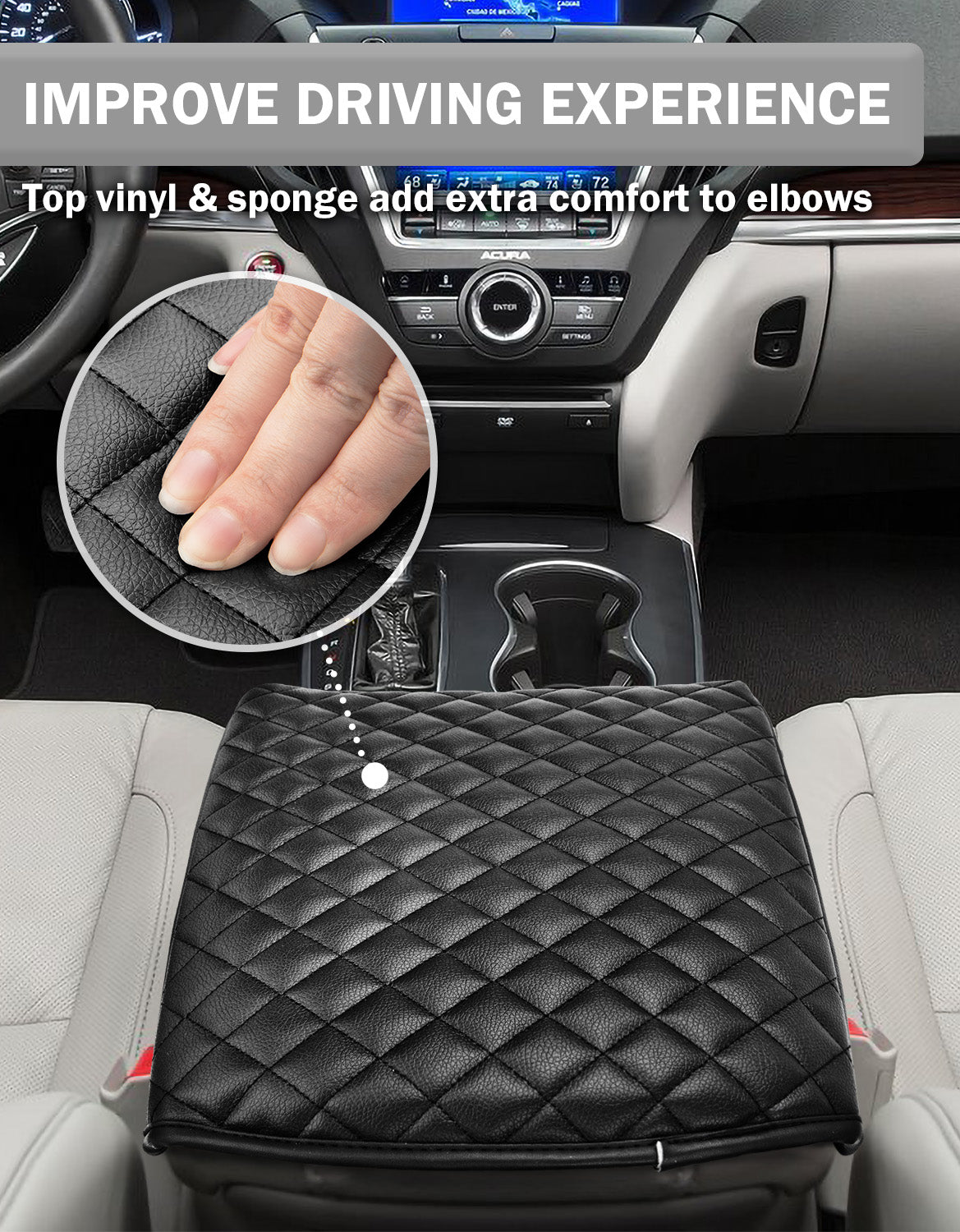 Center Console Armrest Cover Pad Cushion Protector for Acura MDX 2015-2020