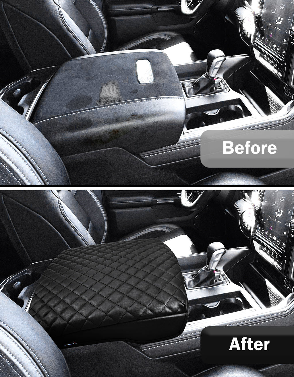 Center Console Armrest Cover Pad Cushion Protector for Bucket Seat 2019-2026 Dodge Ram 1500 2500 3500