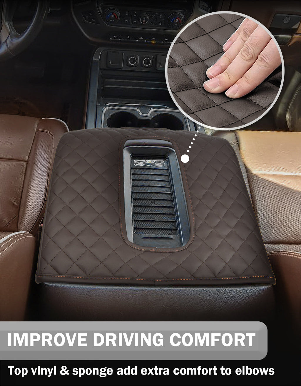 Center Console Armrest Cover Pad for Bucket Seat 2014-2018 Chevy Silverado 1500 2500 3500,2014-2018 GMC Sierra 1500 2500 3500,2015-2020 Tahoe/Yukon/Suburban
