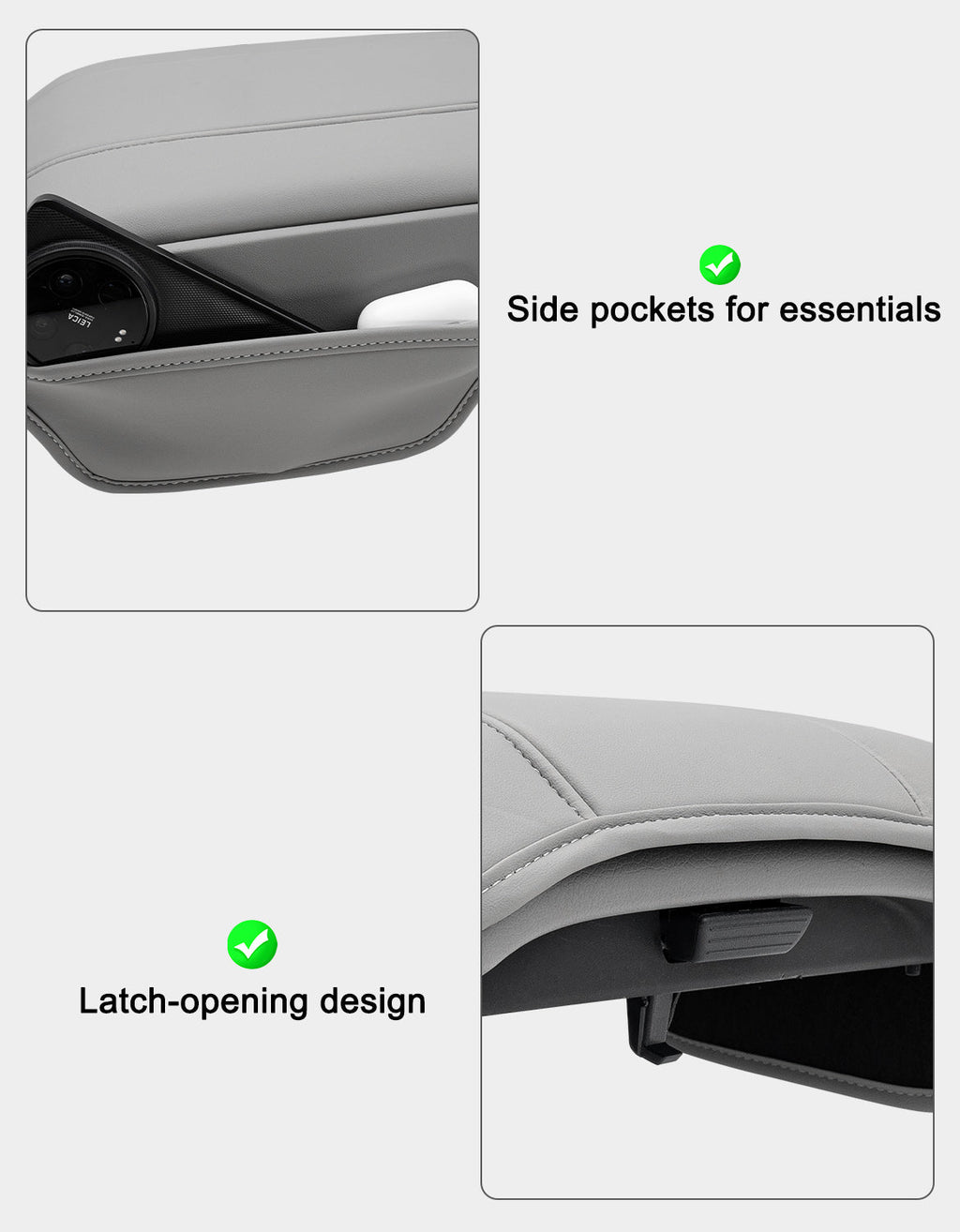 Center Console Armrest Cover for Honda Pilot 2023-2026, Honda Ridgeline 2024-2025, Honda Passport 2024-2026，Middle Console Lid Protector with Side Pockets