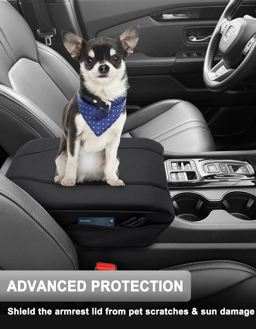 Center Console Armrest Cover for Honda Pilot 2023-2026, Honda Ridgeline 2024-2025, Honda Passport 2024-2026，Middle Console Lid Protector with Side Pockets