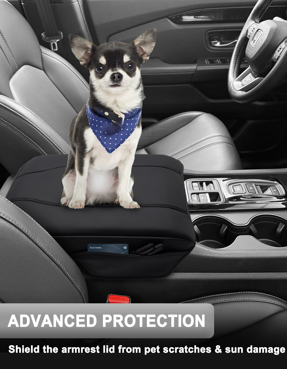 Center Console Armrest Cover for Honda Pilot 2023-2026, Honda Ridgeline 2024-2025, Honda Passport 2024-2026，Middle Console Lid Protector with Side Pockets