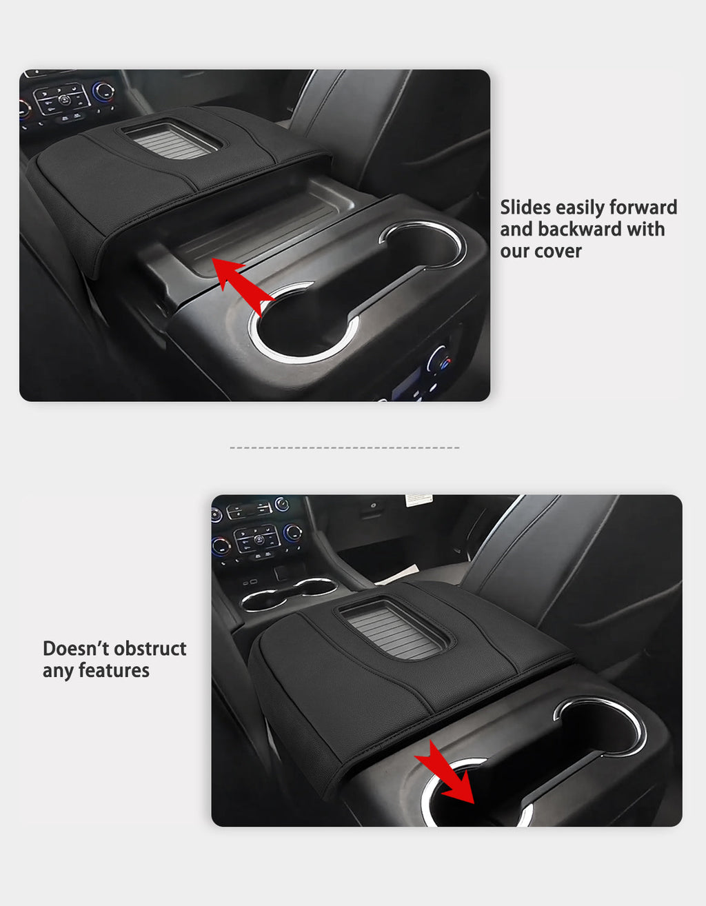 Power Sliding Console Armrest Cover for Bucket Seat 2021-2026 Chevy Tahoe Suburban,2021-2025 GMC Yukon Wireless charging port