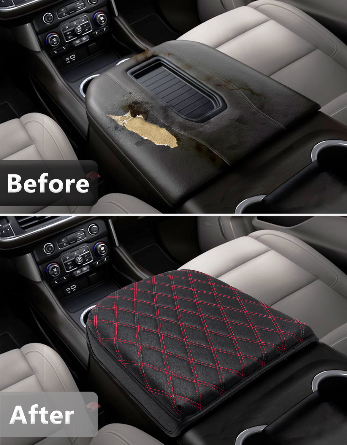 Center Console Armrest Cover Pad for Bucket Seat 2019-2026 Chevy Silverado 1500 2500 3500,2019-2026 GMC Sierra 1500 2500 3500,2021-2026 Tahoe/Suburban/Yukon