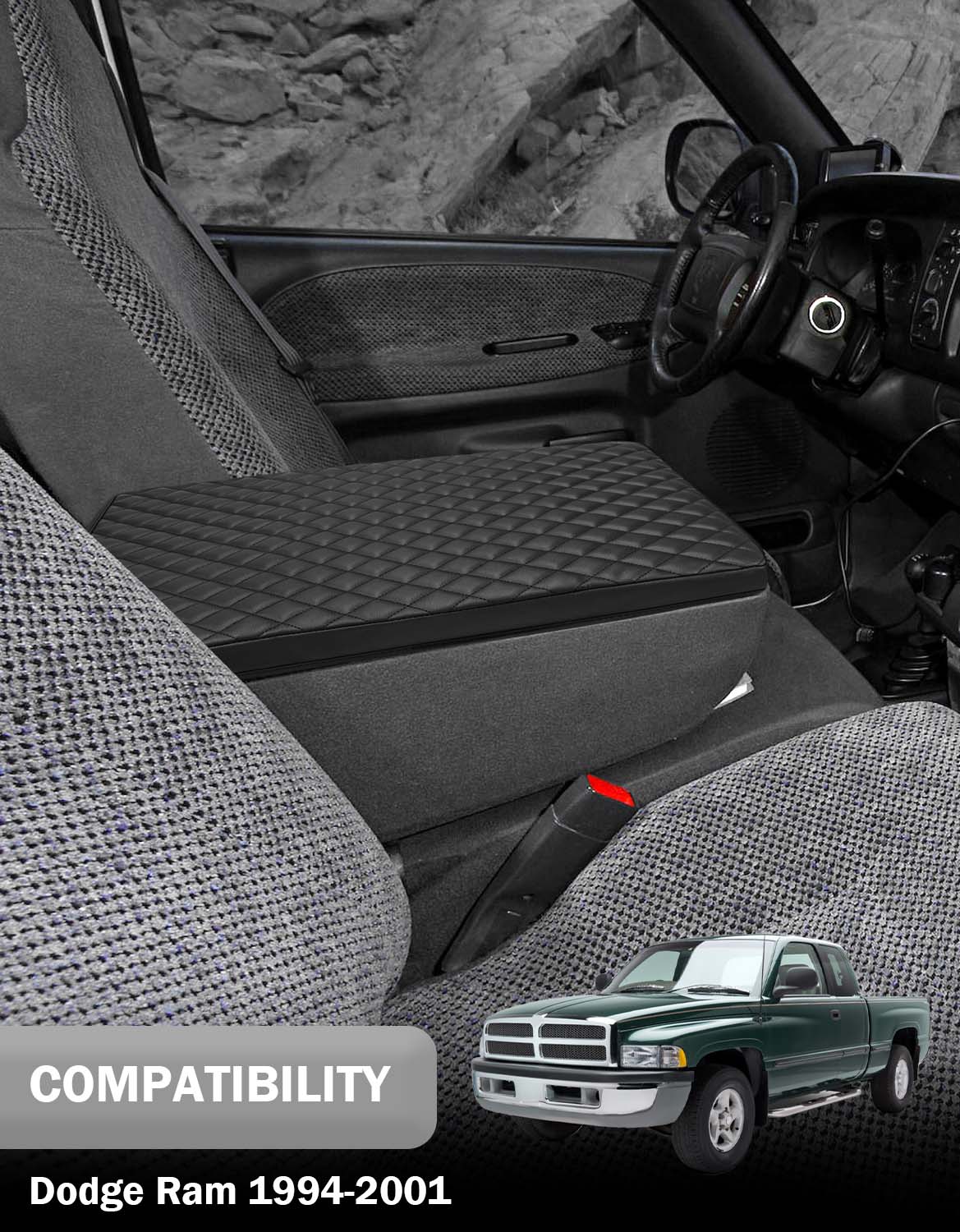 Center Console Armrest Cover for Jump Seat 1994-2001 Dodge Ram 1500 2500 3500