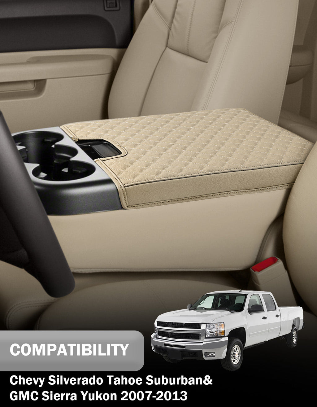 Center Console Armrest Cover for Jump Seat 2007-2013 Chevy Silverado 1500 2500 3500,2007-2013 Chevy Tahoe & Suburban,2007-2013 GMC Sierra 1500 2500 3500,2007-2013 GMC Yukon