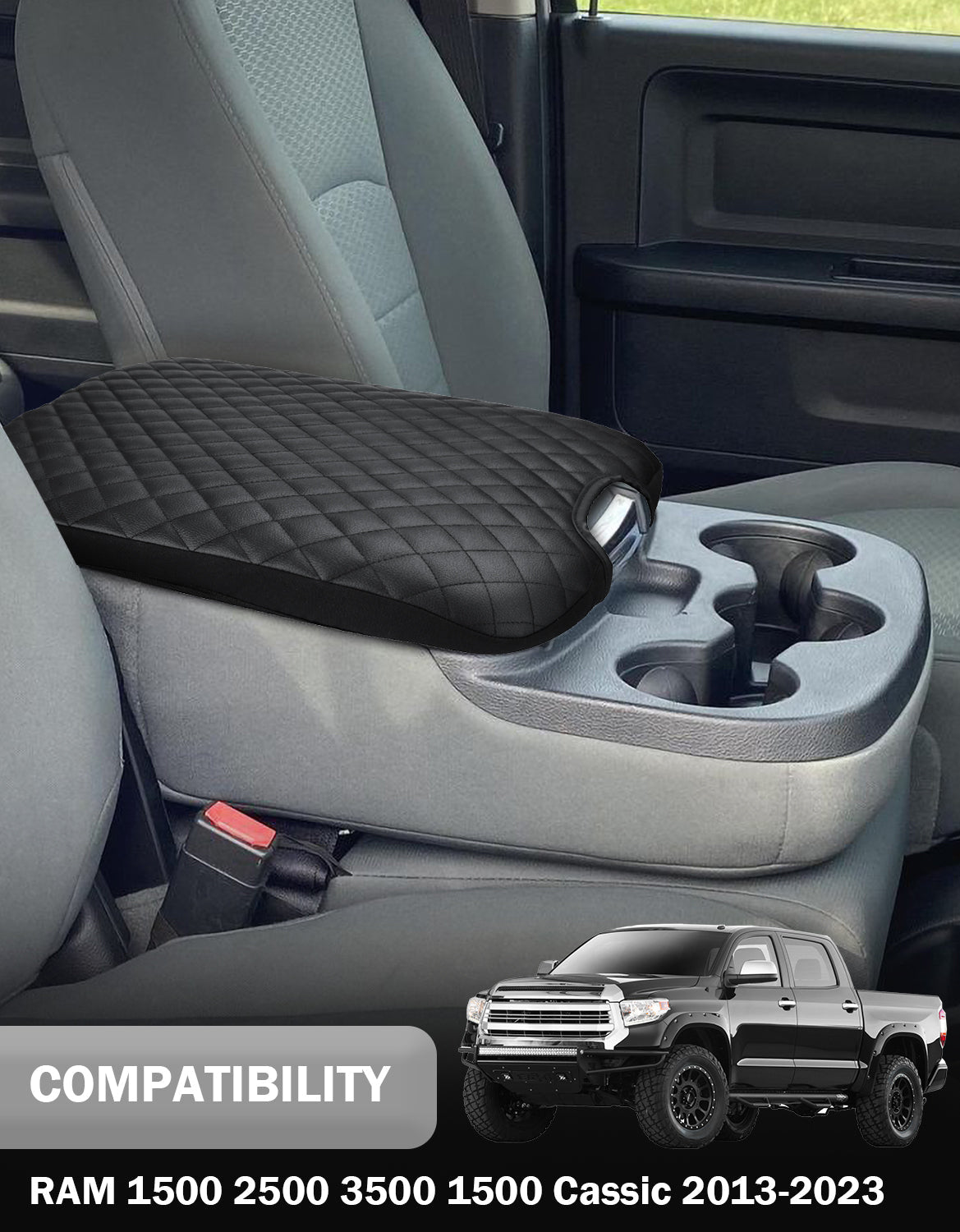 Center Console Armrest Cover Pad for Jump Seat 2013-2018 Dodge Ram 1500,2013-2025 Dodge Ram 2500/3500/1500Classic
