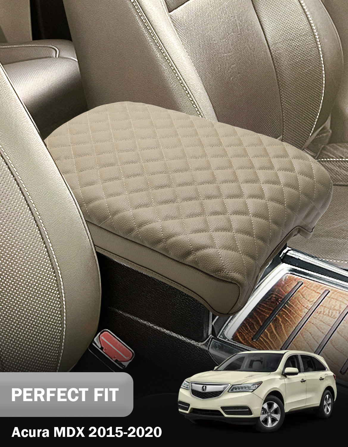 Center Console Armrest Cover Pad Cushion Protector for Acura MDX 2015-2020