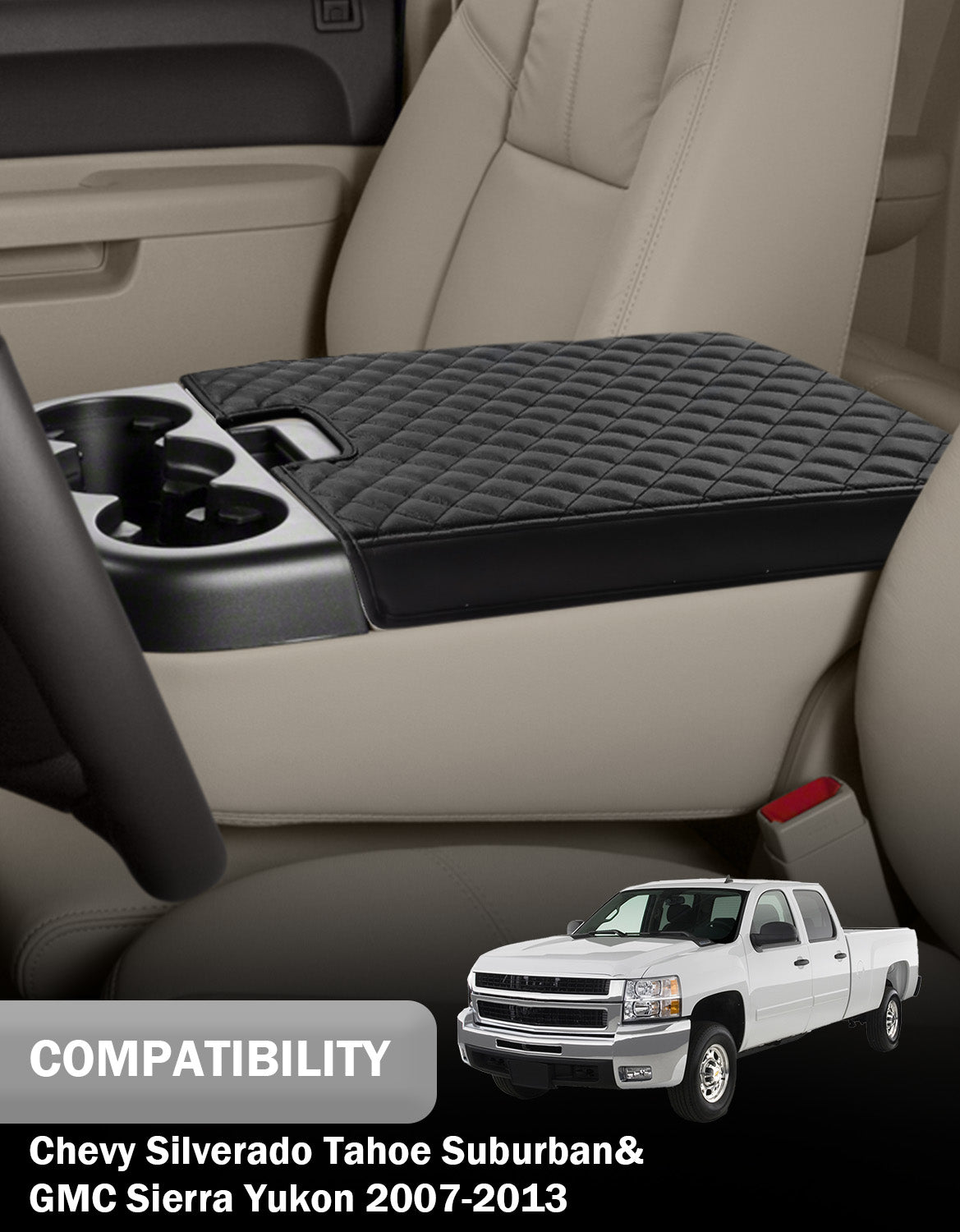 Center Console Armrest Cover for Jump Seat 2007-2013 Chevy Silverado 1500 2500 3500,2007-2013 Chevy Tahoe & Suburban,2007-2013 GMC Sierra 1500 2500 3500,2007-2013 GMC Yukon