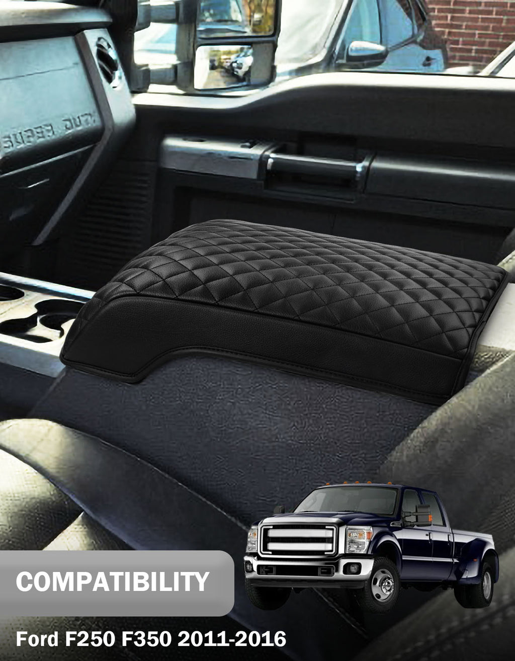 Center Console Cover Pad for Bucket Seat 2011-2016 Ford F250 F350 F450 F550 Super Duty