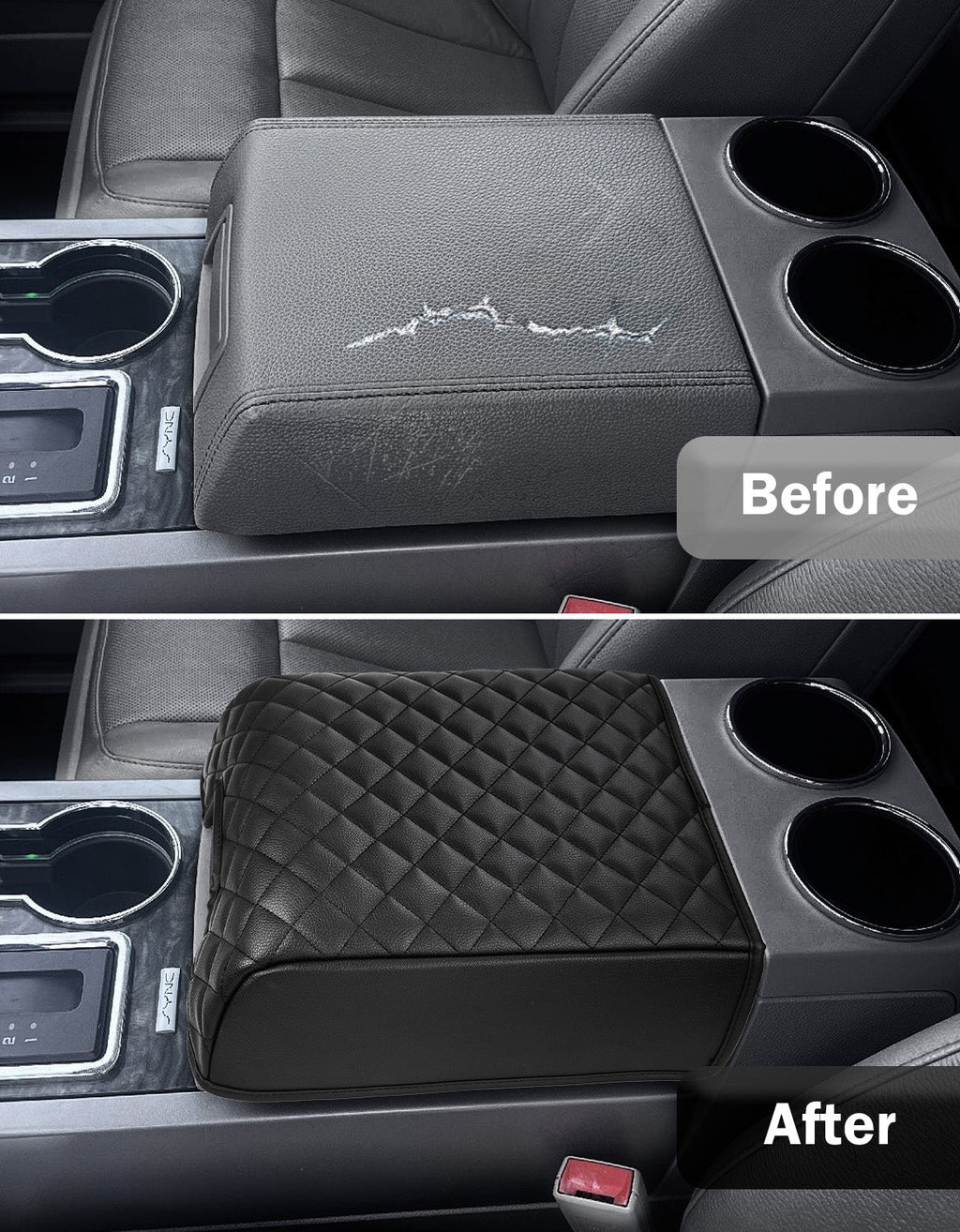 Center Console Armrest Cover Pad for Bucket Seat 2007-2017 Ford Expedition, 2004-2014 Ford F150, 2006-2008 Lincoln Mark LT