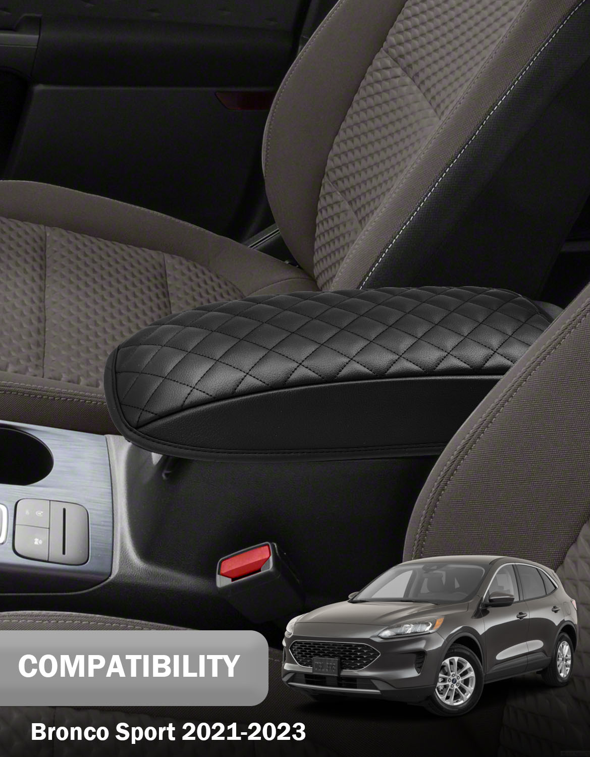 Center Console Armrest Cover Pad Cushion Protector for 2020-2026 Ford Escape,2021-2026 Ford Bronco Sport CX430
