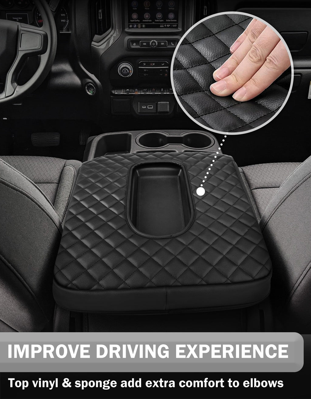 Center Console Armrest Cover Pad for Jump Seat 2019-2026 GMC Sierra 1500 2500 3500,2019-2026 Chevy Silverado 1500 2500 3500
