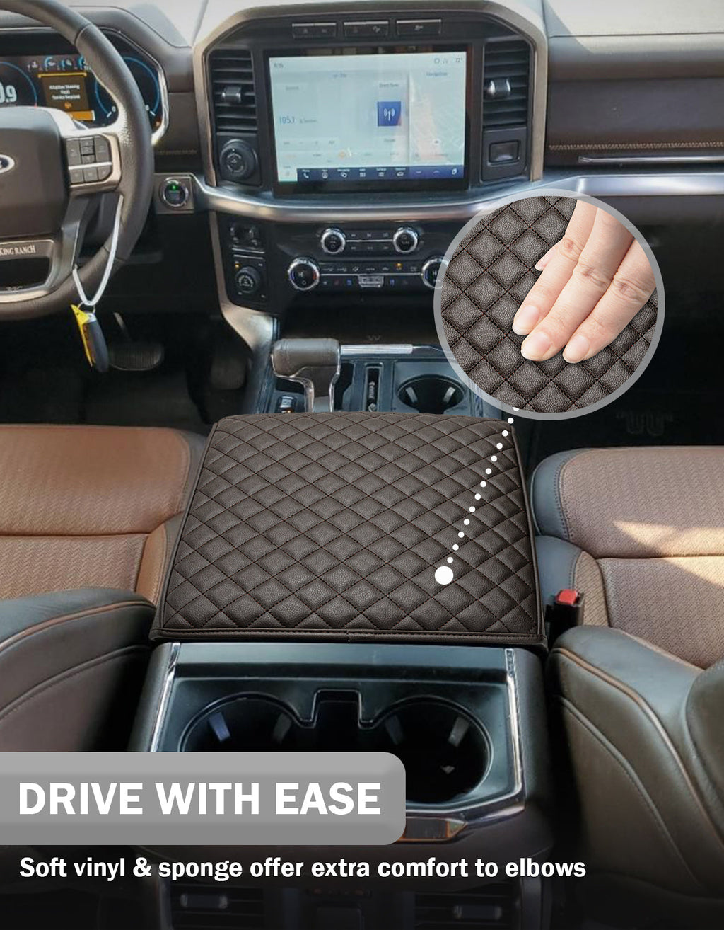 Center Console Armrest Cover Pad for Bucket Seat 2021-2026 Ford F-150