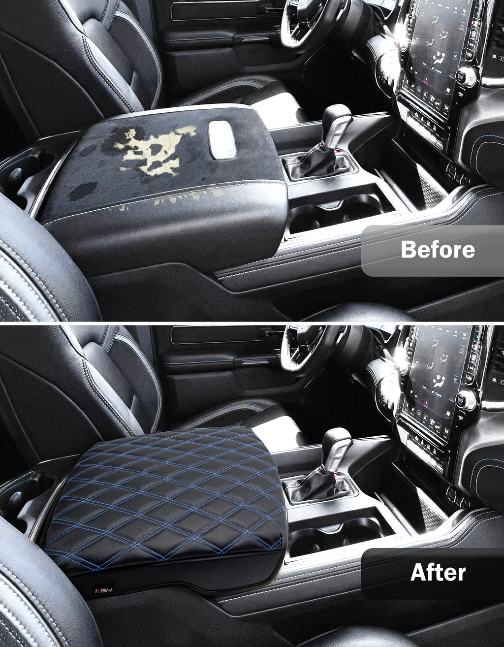 Center Console Armrest Cover Pad Cushion Protector for Bucket Seat 2019-2026 Dodge Ram 1500 2500 3500
