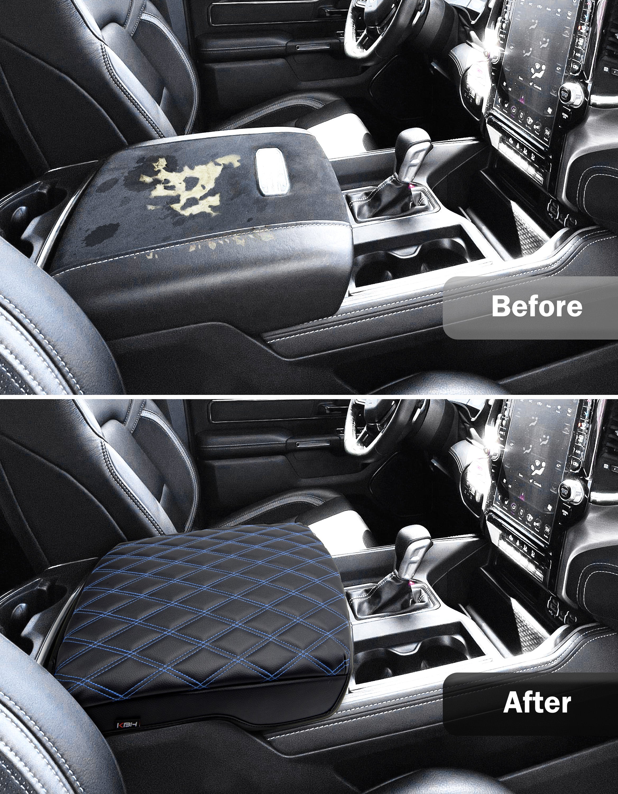 Center Console Armrest Cover Pad Cushion Protector for Bucket Seat 2019-2026 Dodge Ram 1500 2500 3500