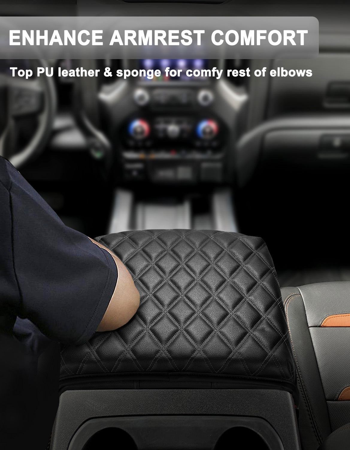 Center Console Armrest Cover Pad for Bucket Seat 2019-2026 Chevy Silverado 1500 2500 3500,2019-2026 GMC Sierra 1500 2500 3500,2021-2026 Tahoe/Suburban/Yukon