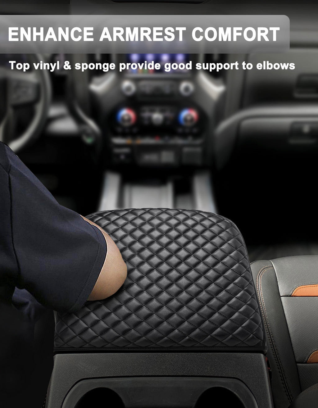 Center Console Armrest Cover Pad for Bucket Seat 2019-2026 Chevy Silverado 1500 2500 3500,2019-2026 GMC Sierra 1500 2500 3500,2021-2026 Tahoe/Suburban/Yukon