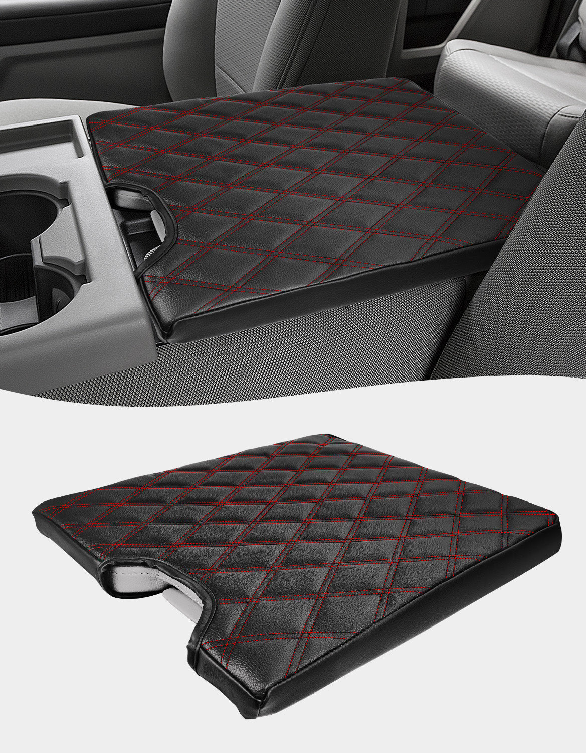 Center Console Armrest PU Leather Cover for Jump Seat 2015-2025 Ford F150 , 2017-2025 Ford F250 F350 F450 F550 Super Duty