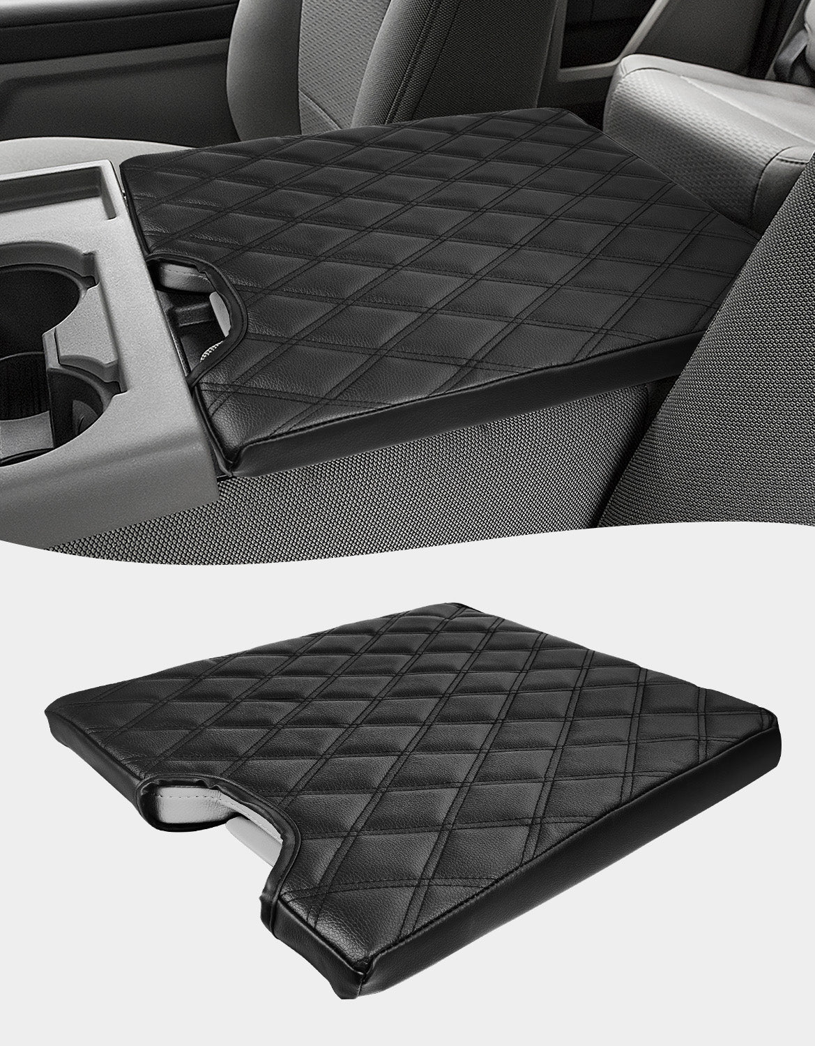 Center Console Armrest PU Leather Cover for Jump Seat 2015-2025 Ford F150 , 2017-2025 Ford F250 F350 F450 F550 Super Duty