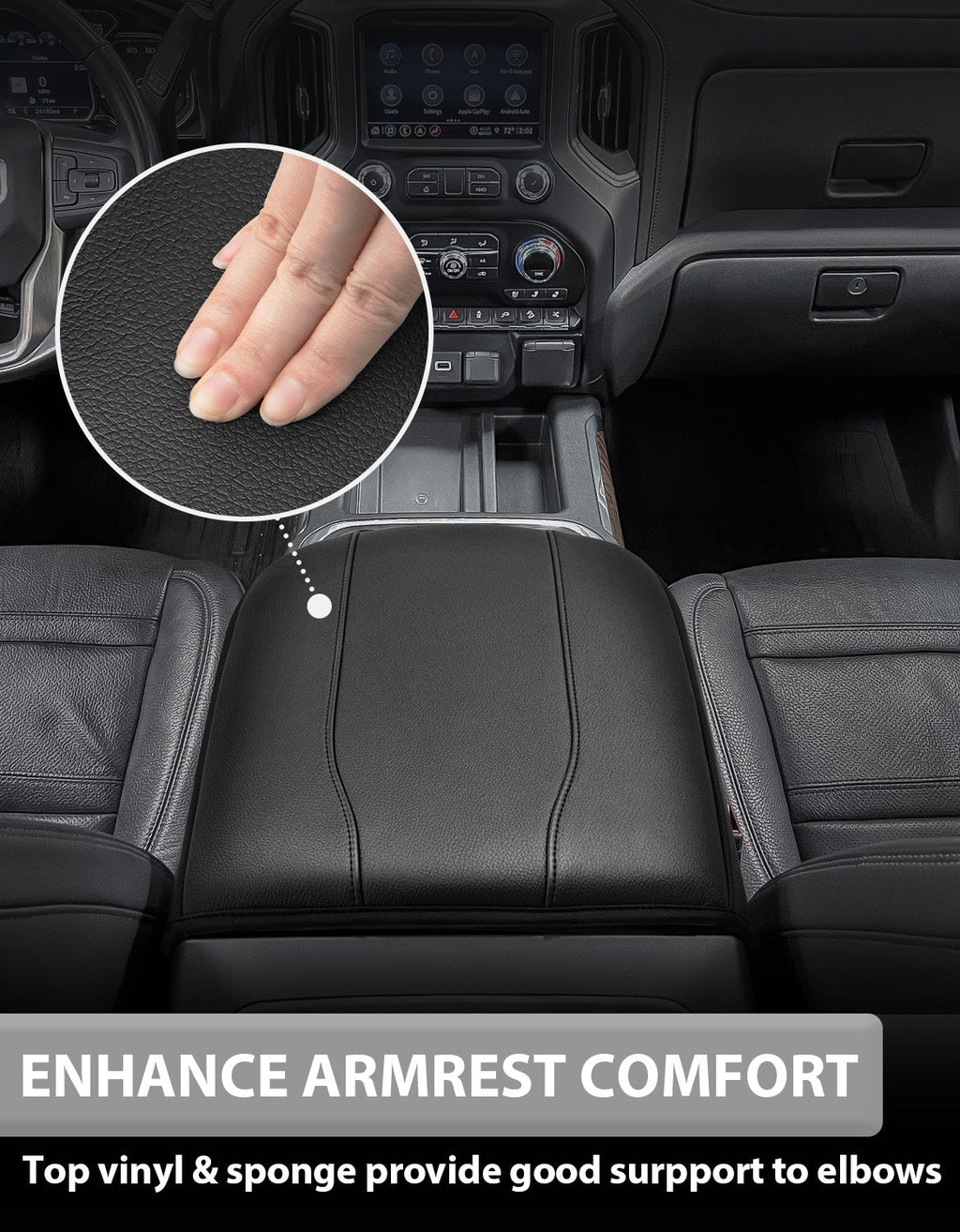 Thick Version Center Console Cushion Cover for  Bucket Seat 2019-2026 GMC Sierra 1500 2500 3500,2019-2026 Chevy Silverado 1500 2500 3500, 2021-2026 Tahoe/Suburban/Yukon