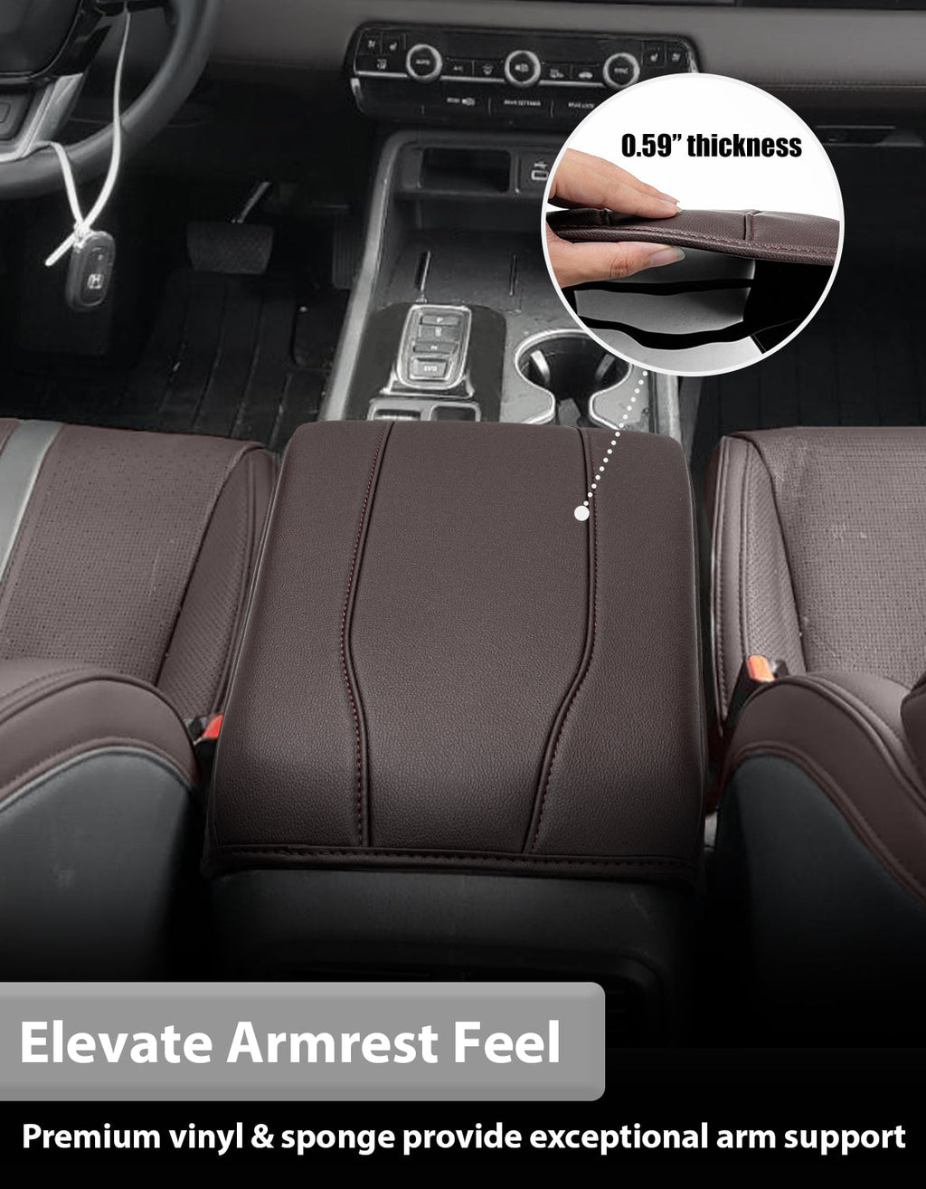Center Console Armrest Cover for Honda Pilot 2023-2026, Honda Ridgeline 2024-2025, Honda Passport 2024-2026，Middle Console Lid Protector with Side Pockets