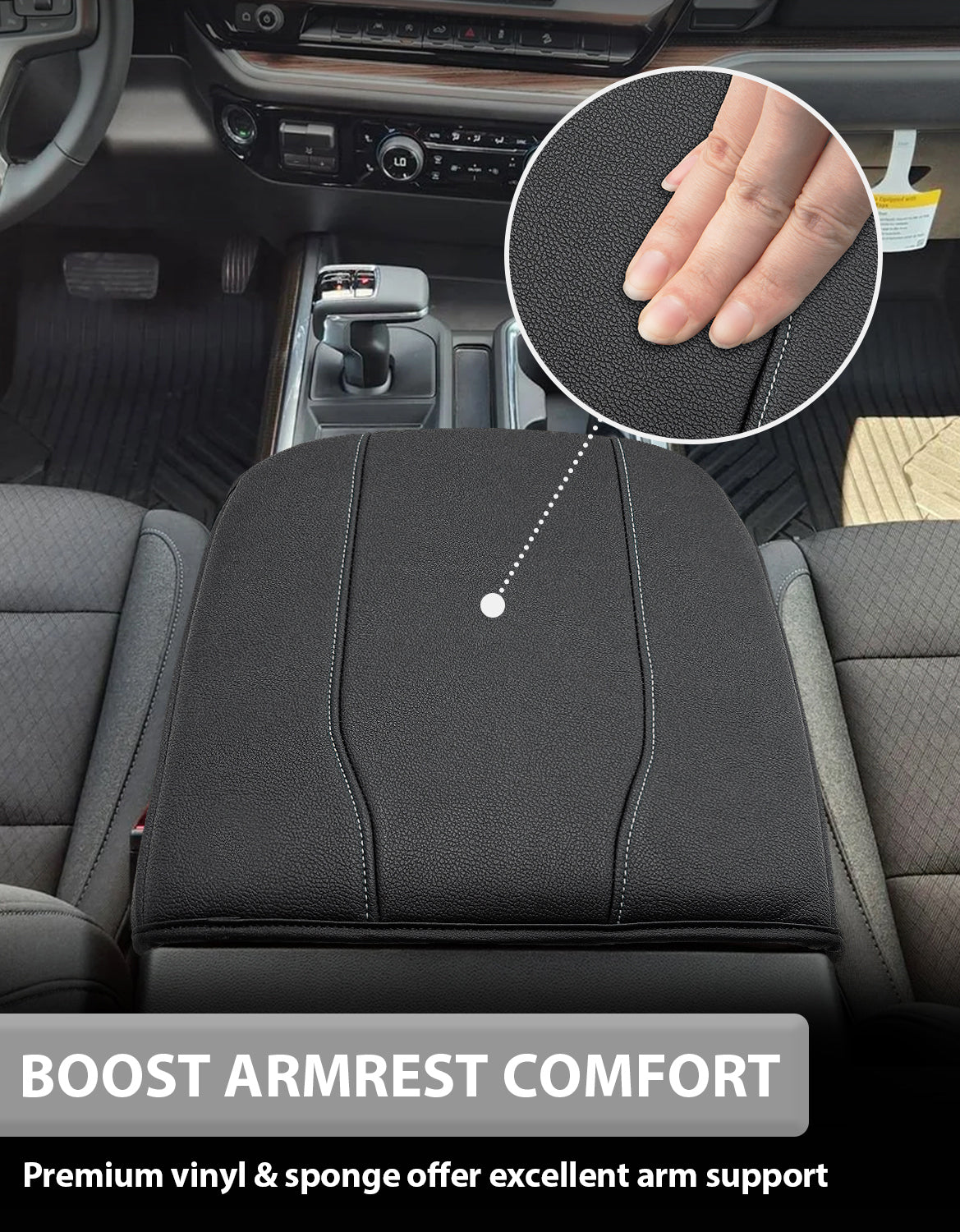 Thick Version Center Console Cushion Cover for  Bucket Seat 2019-2026 GMC Sierra 1500 2500 3500,2019-2026 Chevy Silverado 1500 2500 3500, 2021-2026 Tahoe/Suburban/Yukon